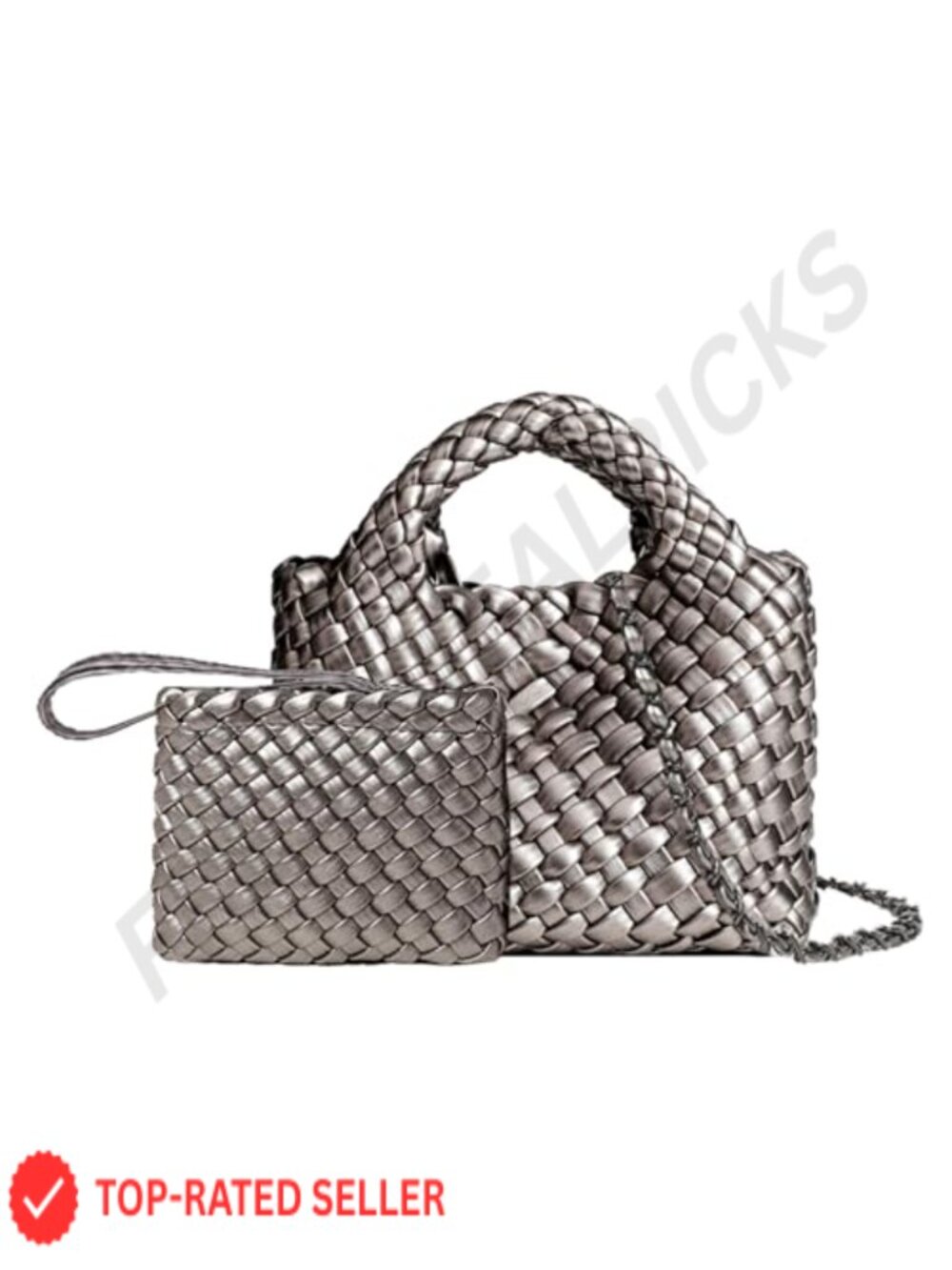 Woven Tote Bag for Women with Coin Purse, Foldable Crossbody Handbag, Faux